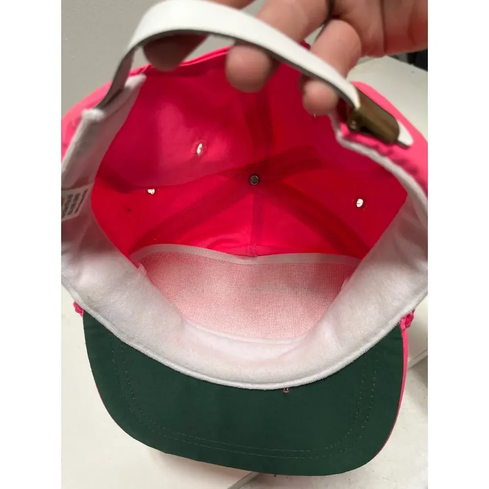 VTG 80s “169 Auto Parts & Salvage” Nylon Cap Neon Pink Hat Adjustable Strap back